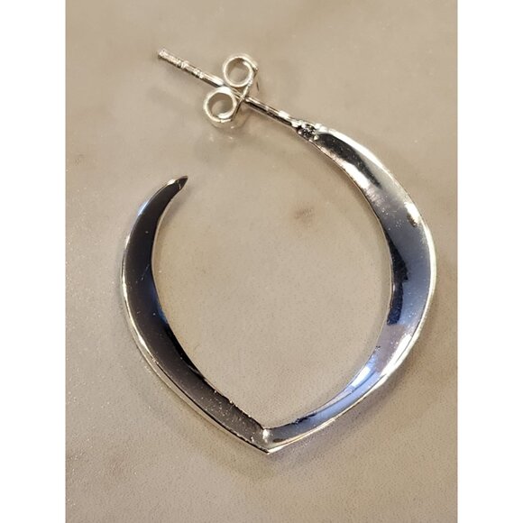 Sterling Silver Teardrop Hoop Earrings - Picture 3 of 4